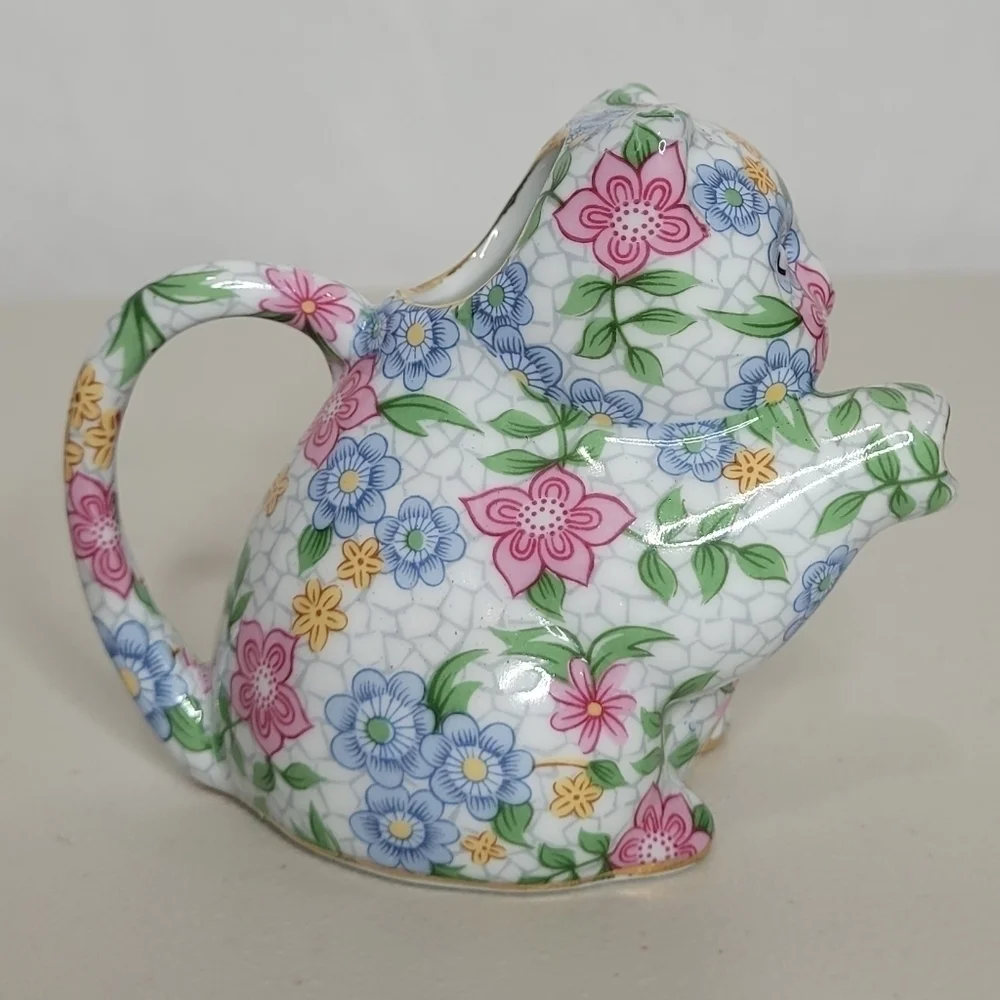 Two's Company Vintage Chintz Alexandra Porcelain Cat Creamer